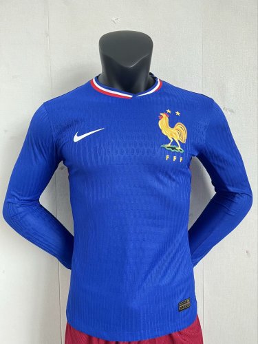 France Euro 2024 Home Player Version Long Sleeve Jersey