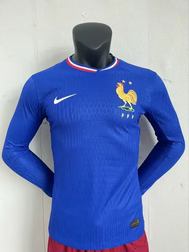 France Euro 2024 Home Player Version Long Sleeve Jersey