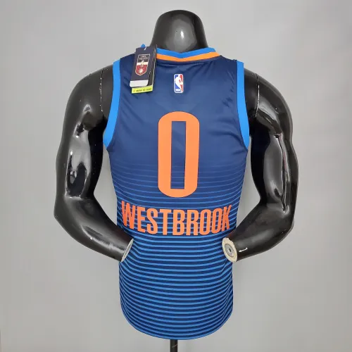 Russell Westbrook Oklahoma City Thunder Swingman Jersey Blue Stripes