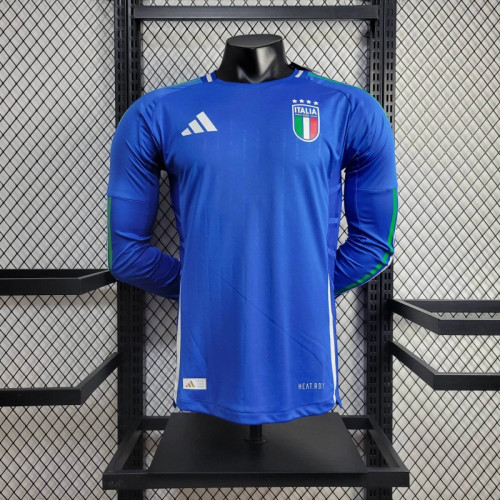 Italy 2024 Euro Home Player Version Long Sleeve Jersey