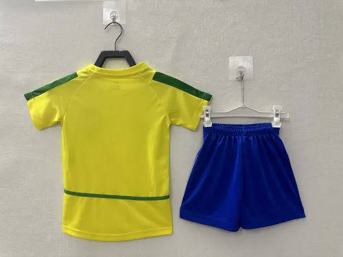 Brazil Home Retro Kids Jersey 2002