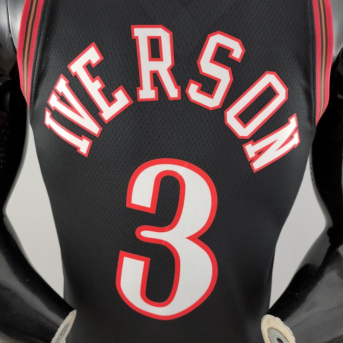 Allen Iverson Philadelphia 76ers Swingman Big Meteor Black Retro Jersey