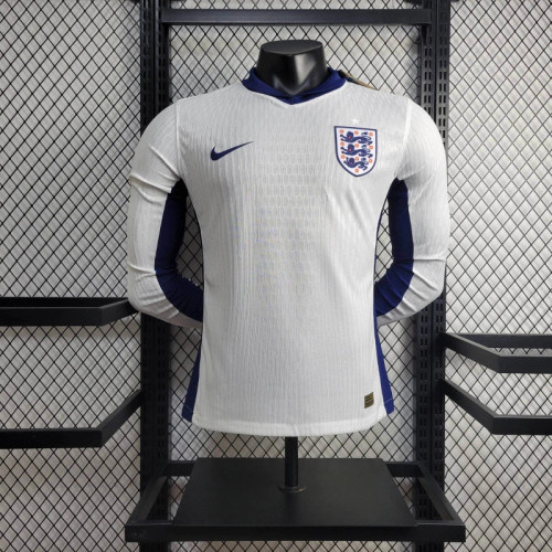 England Euro 2024 Home Player Version Long Sleeve Jersey