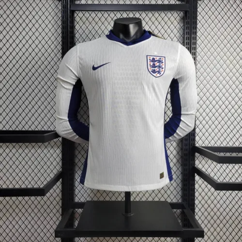 England Euro 2024 Home Player Version Long Sleeve Jersey