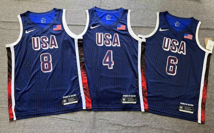 2024 USA Dream Team Basketball Jerseys Navy with stripe