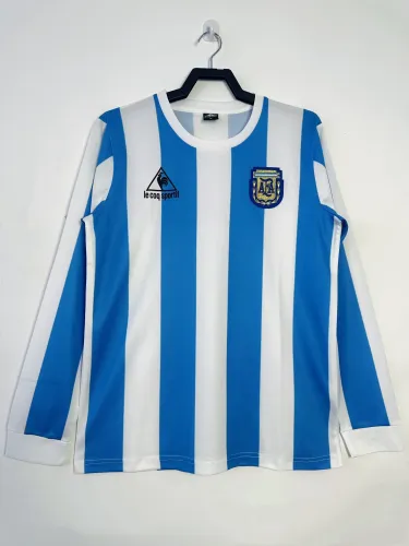 Argentina Home Long Sleeve Retro Jersey 1986