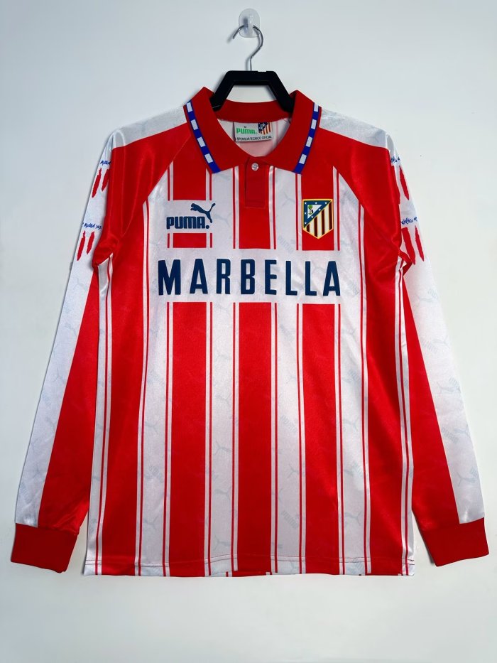 Atletico Madrid Home Long Sleeve Retro Jersey 1995/96