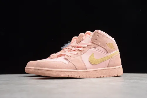 Air Jordan 1 Mid SE Mens 11 Coral Stardust Club Gold 852542-600