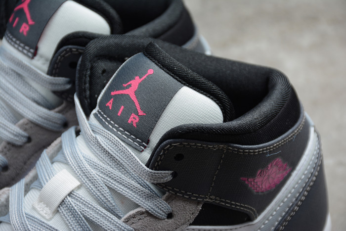 Air Jordan 1 Mid GS ' Grey Hyper Pink' White