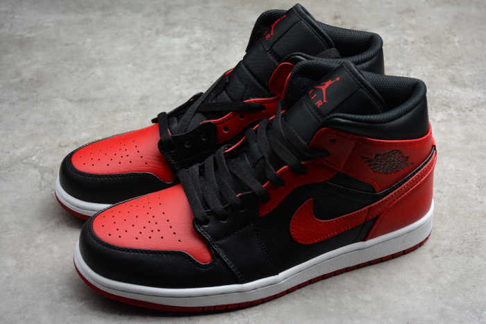 Air Jordan 1 Mid Banned Black Red White 554724-074