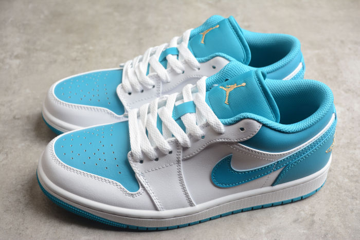 Air Jordan 1 Low Aquatone Blue White Gold 553558-174