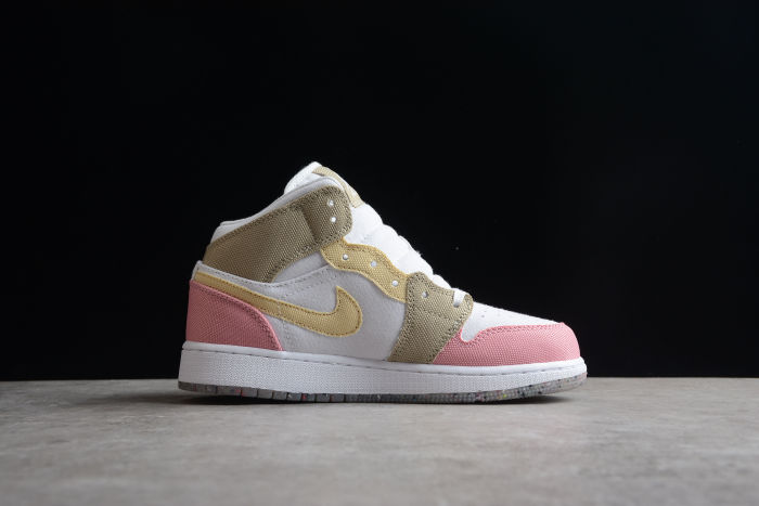 Jordan Air 1 Mid Retro Pink White Brown