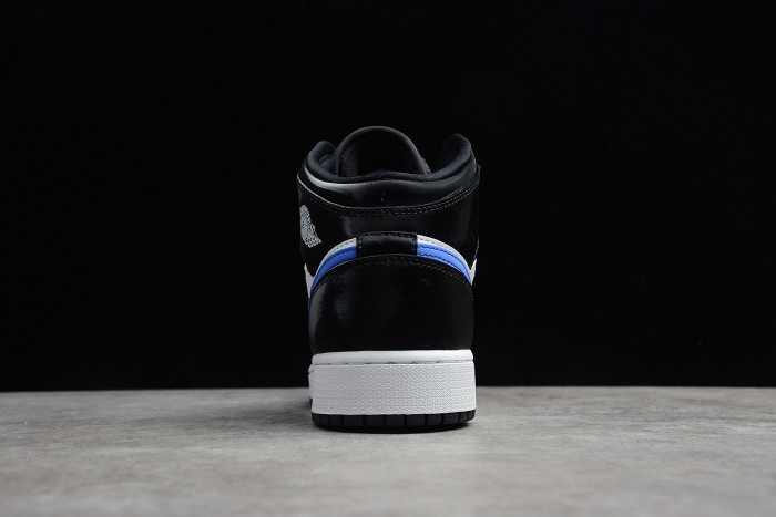 Air Jordan 1 Mid Black white Racer Blue 554725 084