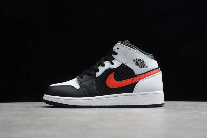 Air Jordan 1 Mid GS Black Chile Red White 554725 075
