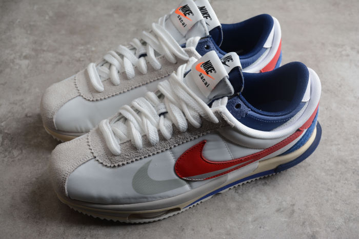 sacai × Nike Zoom Cortez White and University Red DQ0581-100