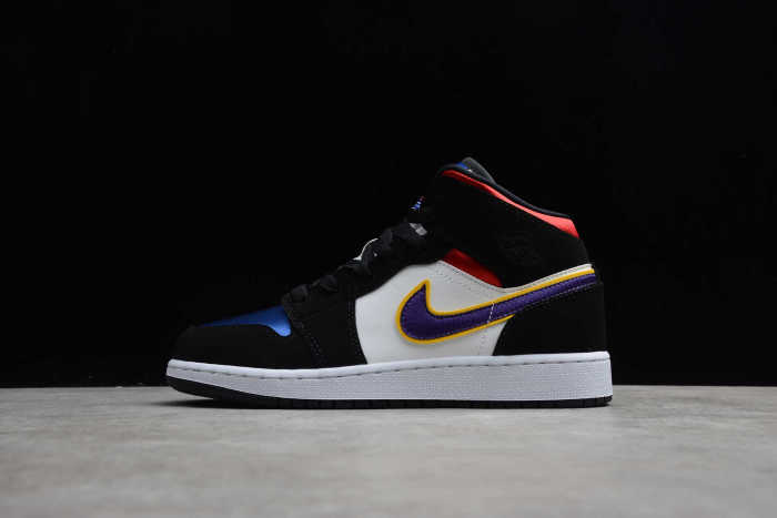 Air Jordan 1 Mid Lakers Top 3 Satin Purple Swish BQ6931-005