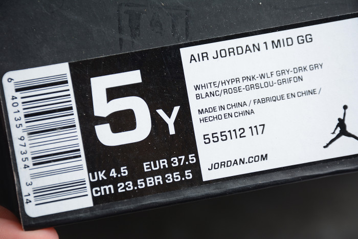 Air Jordan 1 Mid GS ' Grey Hyper Pink' White