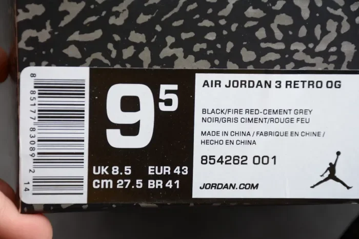 Air Jordan 3 OG “Black Cement” 854262-001