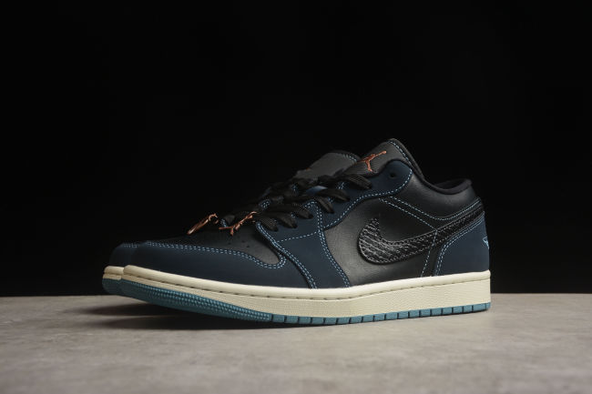 Air Jordan 1 FJ5478-010 Low Navy Black Snakeskin Dark Obsidian