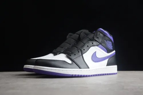 Air Jordan 1 Mid AJ1 Black White Purple