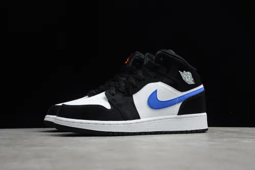 Air Jordan 1 Mid Black white Racer Blue 554725 084
