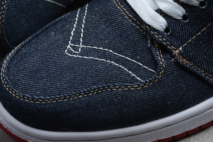 Levis x Air Jordan 1 High Denim Sail Game Red 556298-010