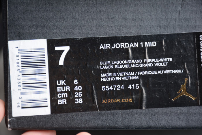 Air Jordan 1 Mid Hornets Blue 554724-415