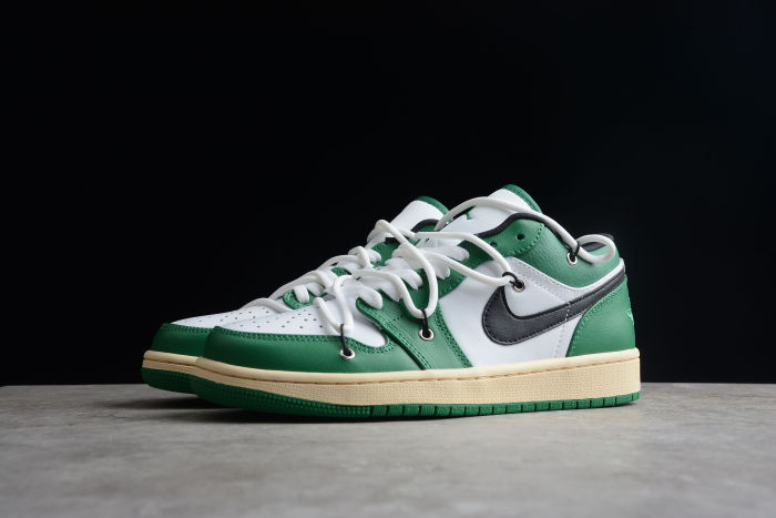 Air Jordan 1 Low Custom 'Green Stadium' Black White