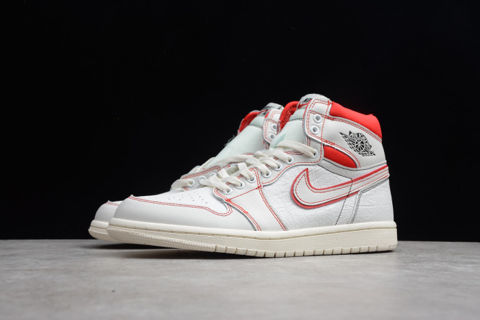 Air Jordan 1 High OG Off-White/Red/Phantom Retro Shoe 555088-160