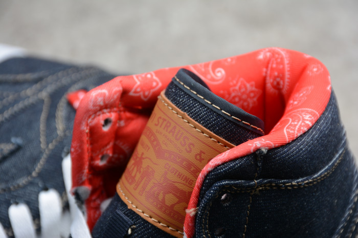 Levis x Air Jordan 1 High Denim Sail Game Red 556298-010