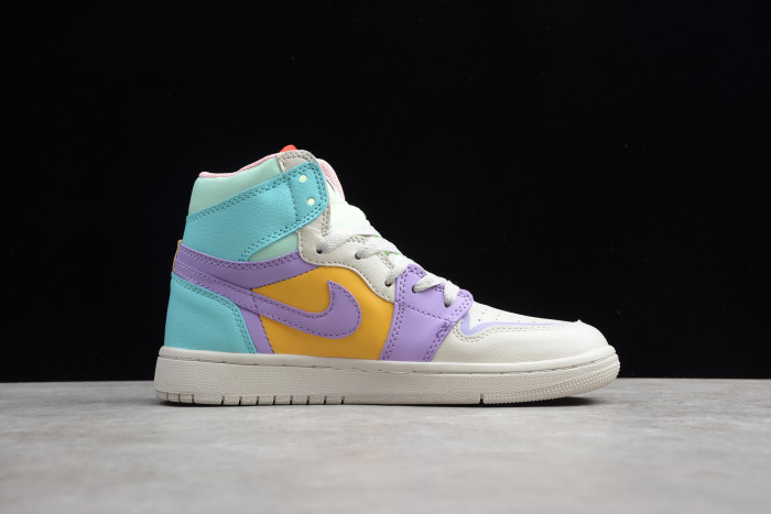 Air Jordan 1 GS white purple green orange 556298 007