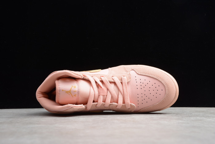 Air Jordan 1 Mid SE Mens 11 Coral Stardust Club Gold 852542-600