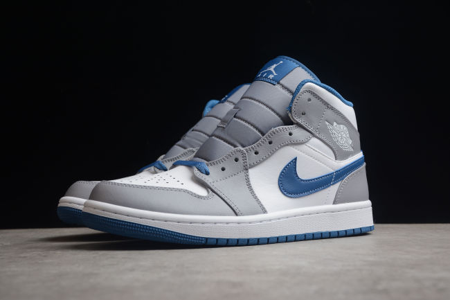 Air Jordan 1 Mid Wolf Grey Aluminum Women Sneakers White