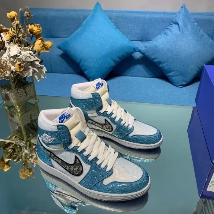 Air Jordan 1 Diamond DIY Blue White