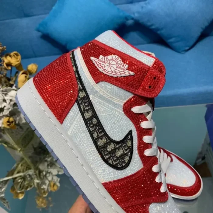 Air Jordan 1 Diamond DIY Red White