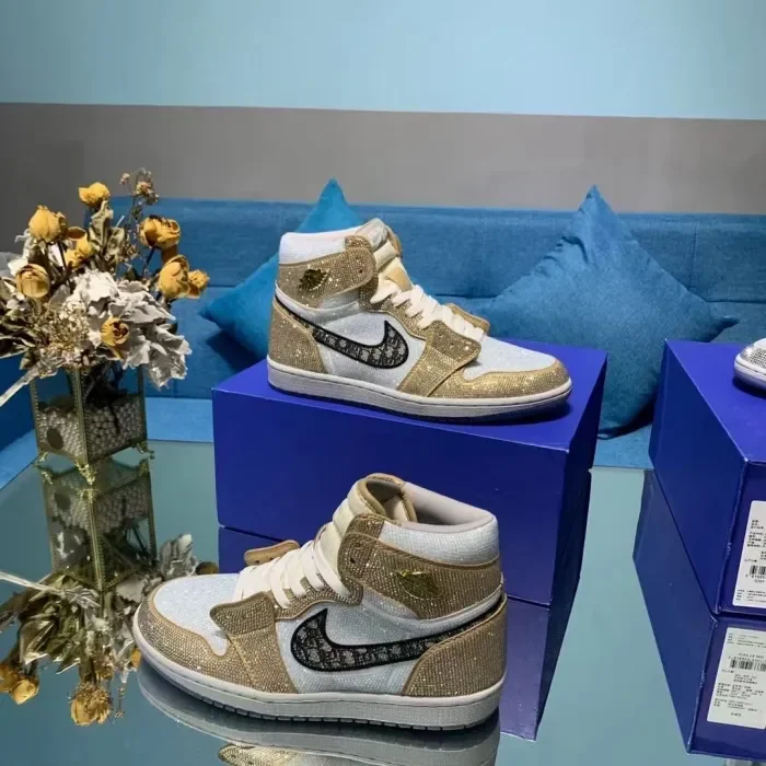 Air Jordan 1 Diamond DIY Gold White