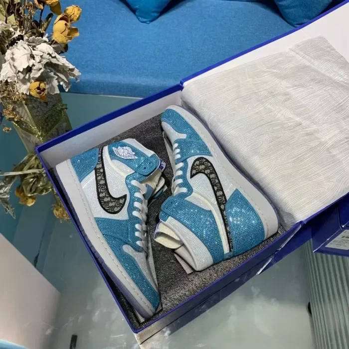 Air Jordan 1 Diamond DIY Blue White