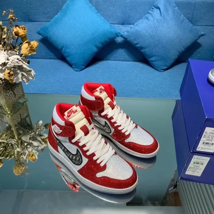Air Jordan 1 Diamond DIY Red White