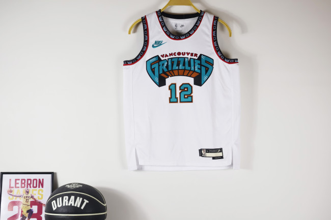 Memphis Grizzlies Kids Basketball Jersey White 24/25 NO.12 MORANT