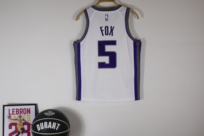 Sacramento Kings Kids Jersey White Association Edition 22/23 NO.5 FOX