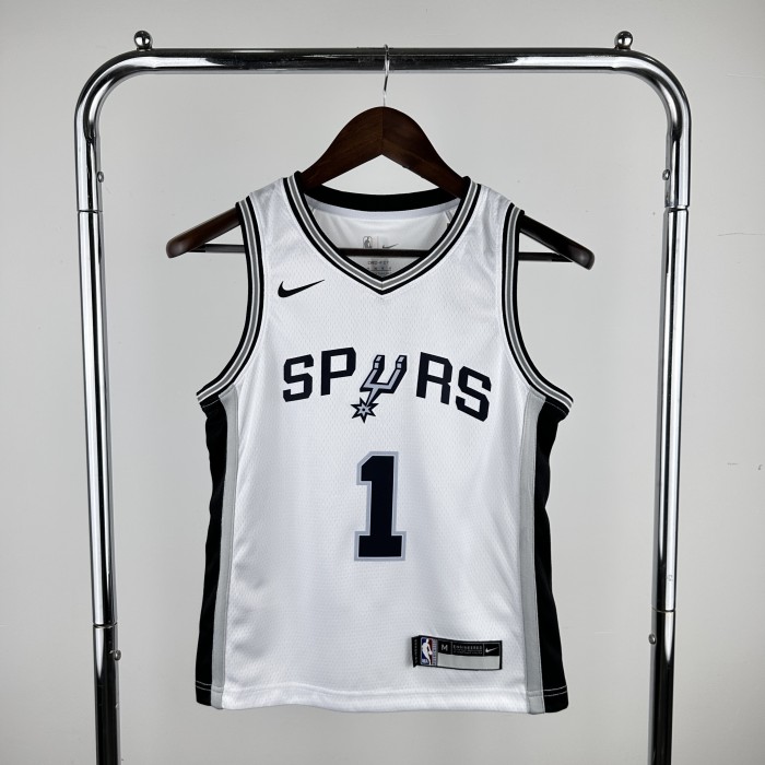 San Antonio Spurs KIds Jersey White Icon Edition 2024 NO.1 WEMBAMYAMA