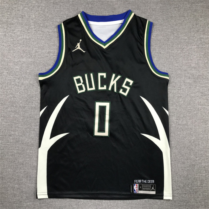Milwaukee Bucks Kids Jersey Black Statement Edition  NO.0 LILLARD