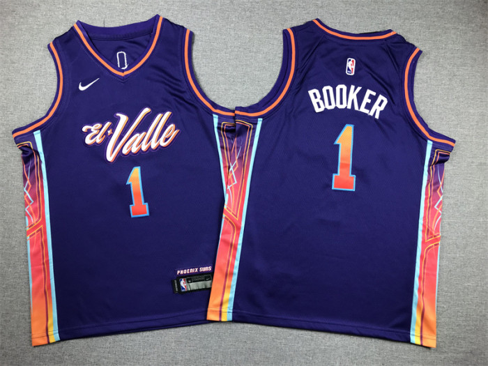 Phoenix Suns Kids Jersey Purple City Edition 23/24 NO.1 BOOKER