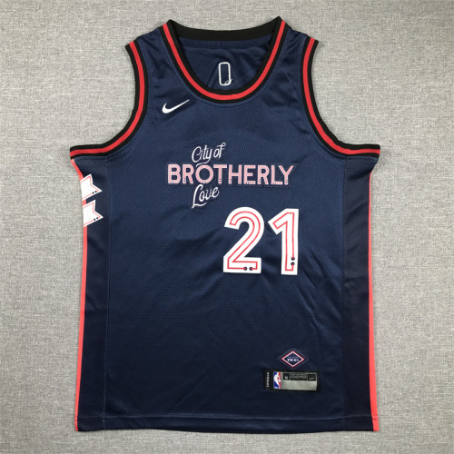 Philadelphia 76ers KIds Jersey Blue City Edition 23/24 NO.21 EMBIID