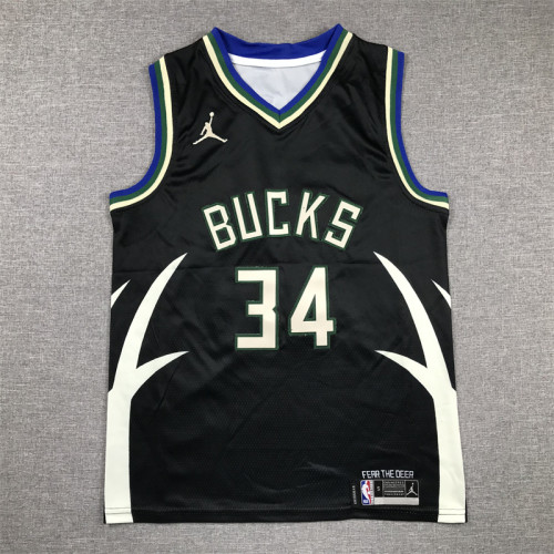 Milwaukee Bucks Kids Jersey Black Statement Edition  NO.34 ANTETOKOUNMPO