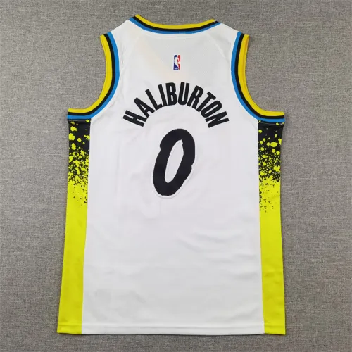 Indiana Pacers Kids Jersey White City Edition 23/24season NO.0 HALIBURTON
