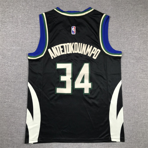 Milwaukee Bucks Kids Jersey Black Statement Edition  NO.34 ANTETOKOUNMPO