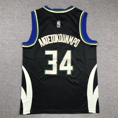 Milwaukee Bucks Kids Jersey Black Statement Edition  NO.34 ANTETOKOUNMPO