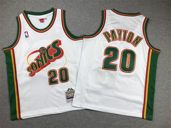 Seattle SuperSonics Kids Jersey White Classics Edition 95/96 NO.20 PAYTON