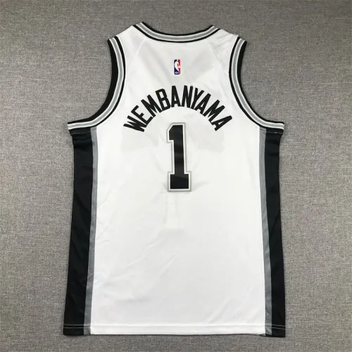 San Antonio Spurs KIds Jersey White Throwback 98/99 NO.1 WEMBAMYAMA